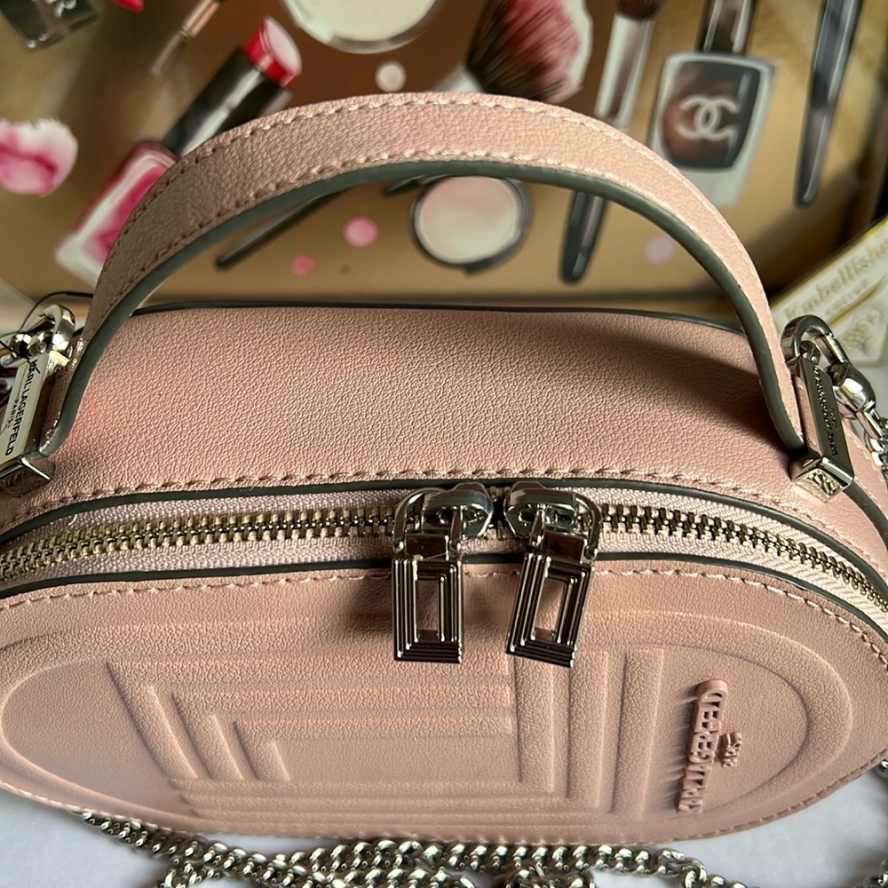 Karl Lagerfeld Pink Oval Crossbody Bag Blush Color - Picture 13 of 17